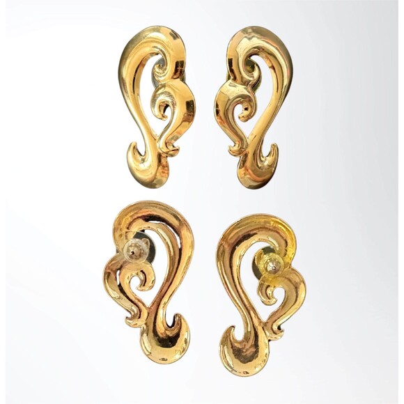 Vintage Golden Hues Collection Goldtone Scrollwork Earrings | Avon Collectible - Picture 3 of 3